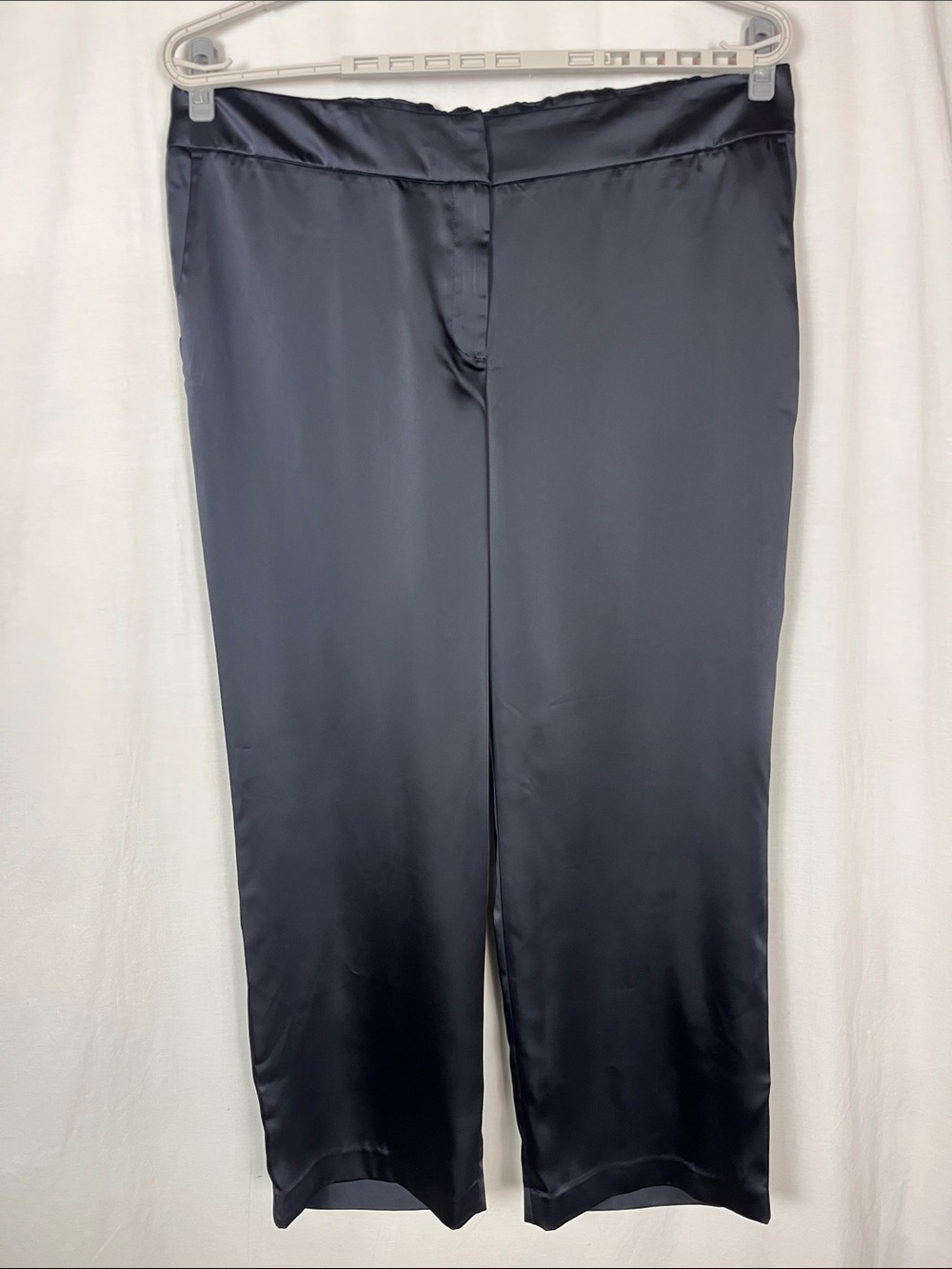 NWT Talbots Navy Blue Straight Leg Satin Dress Slacks Pants